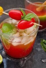 Tomato-basil-caipirinha-cocktail, Caipirinha-de-tomate-e-manjericao