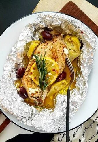 A plate of fish and veggies