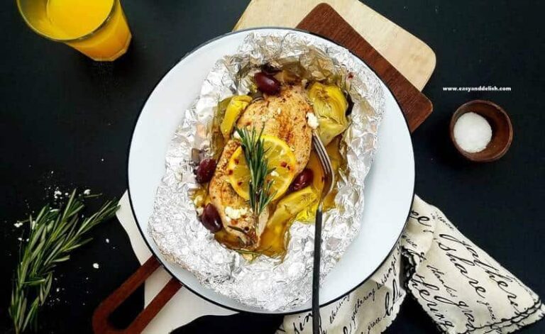 A plate of fish and veggies