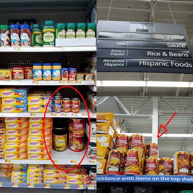 shelves of a supermarket showing where products are located