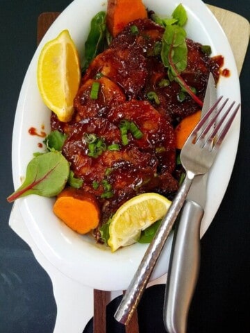 A plate of food with a fork