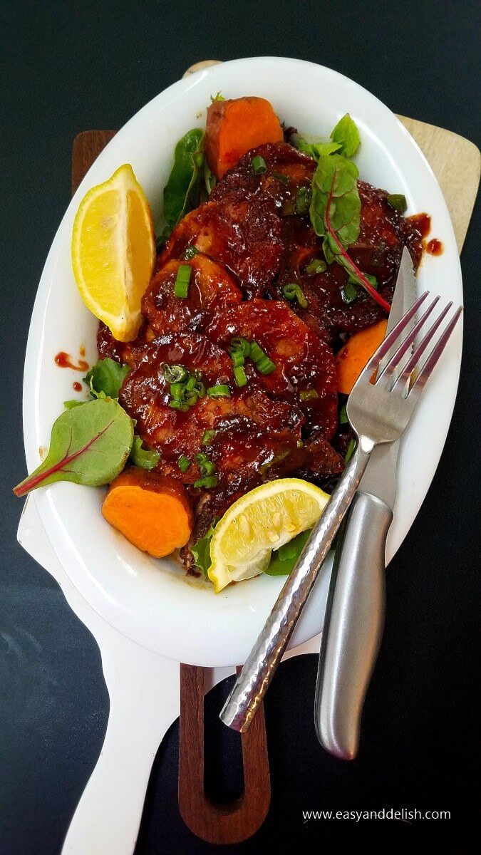 A plate of food with a fork