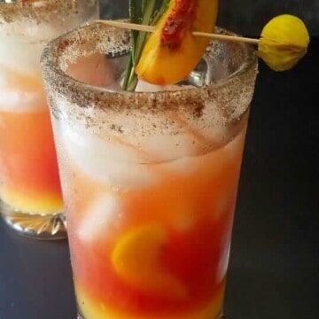 close of a glass of michelada