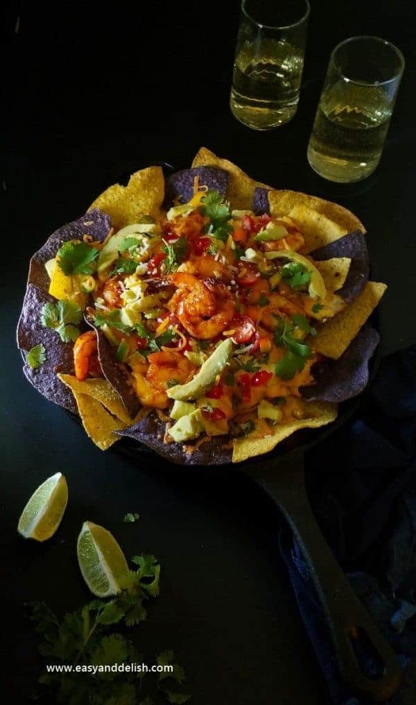 Shrimp Skillet Nachos — featured One-skillet-shrimp-nachos, Game-on-shrimp-skillet-nachos