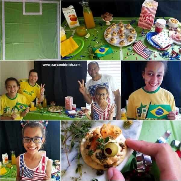 Six combined pictures showing decoration ideas and also people cheering for their soccer teams 