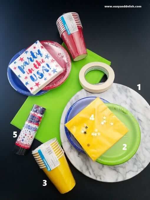 Tableware used to decorate party table 