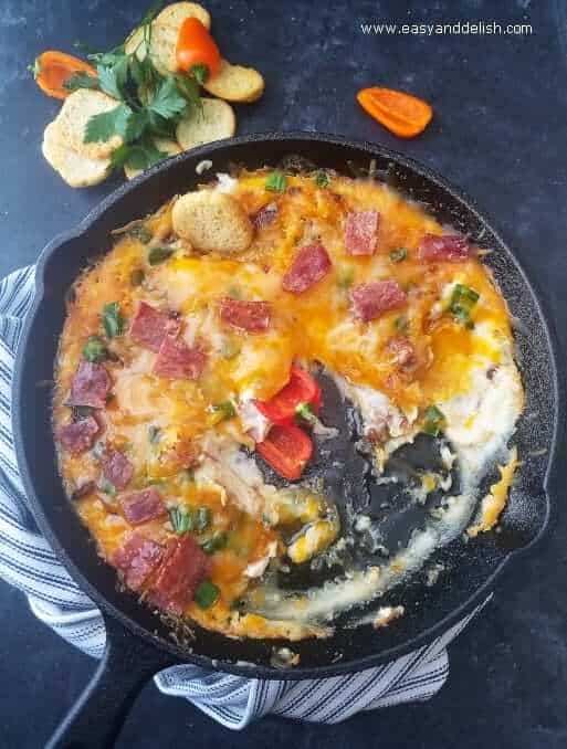 Loaded mashed potato skillet served as a side dish