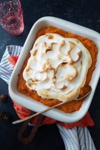 A bowl of sweet potato casserole