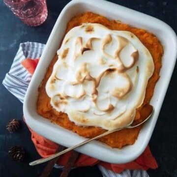 A bowl of sweet potato casserole