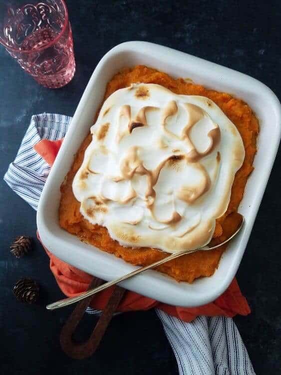 A bowl of sweet potato casserole