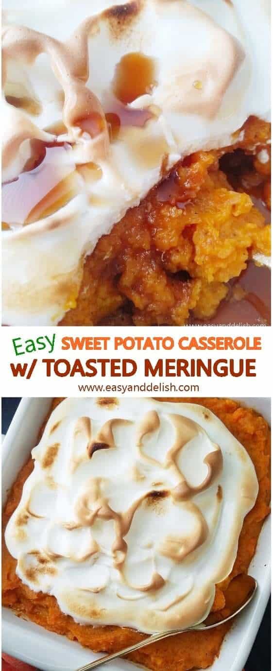 Two combined images of make-ahead sweet potato casserole