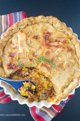 turkey pot pie in a pan