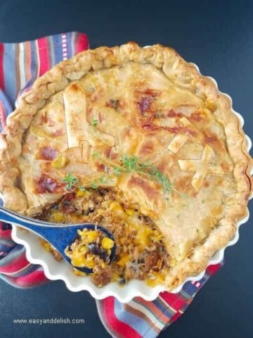 turkey pot pie in a pan