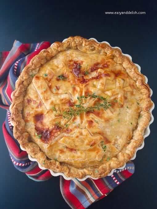 Whole chili bean turkey pot pie on a table