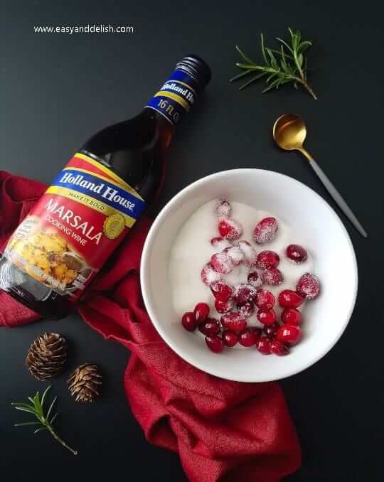 sugared cranberries to be used as garnish for the cranberry hummus dip
