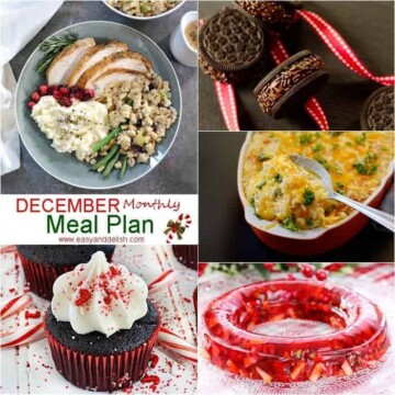 Many different types of food for a December meal plan