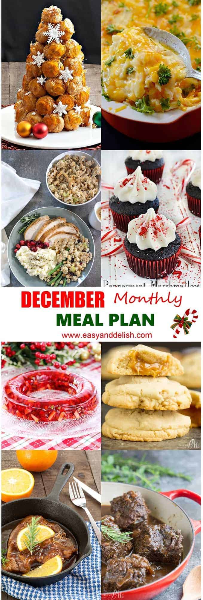 Image showing 8 dishes from December monthly meal plan 