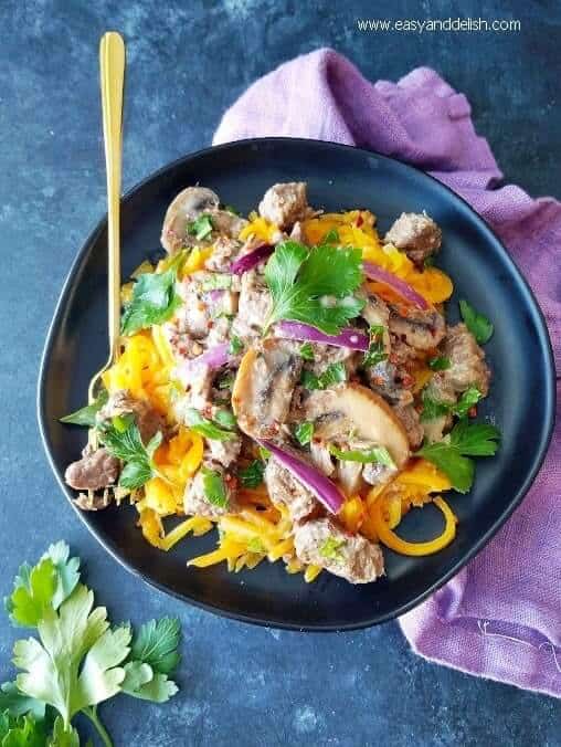 creamy stew served with spaghetti squash