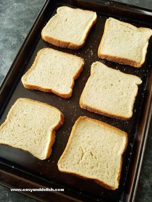 Slices of Texas toast in a baking pan