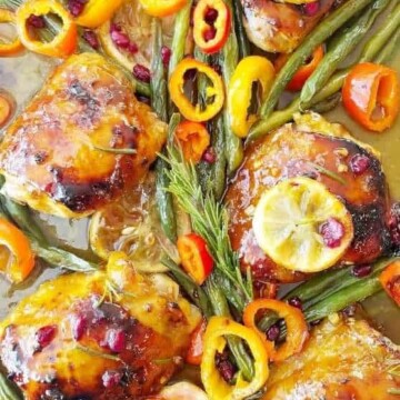 A close up of honey mustard chicken