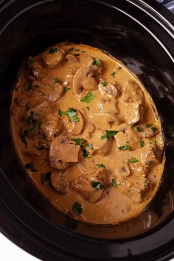 beef stroganoff in the crock pot