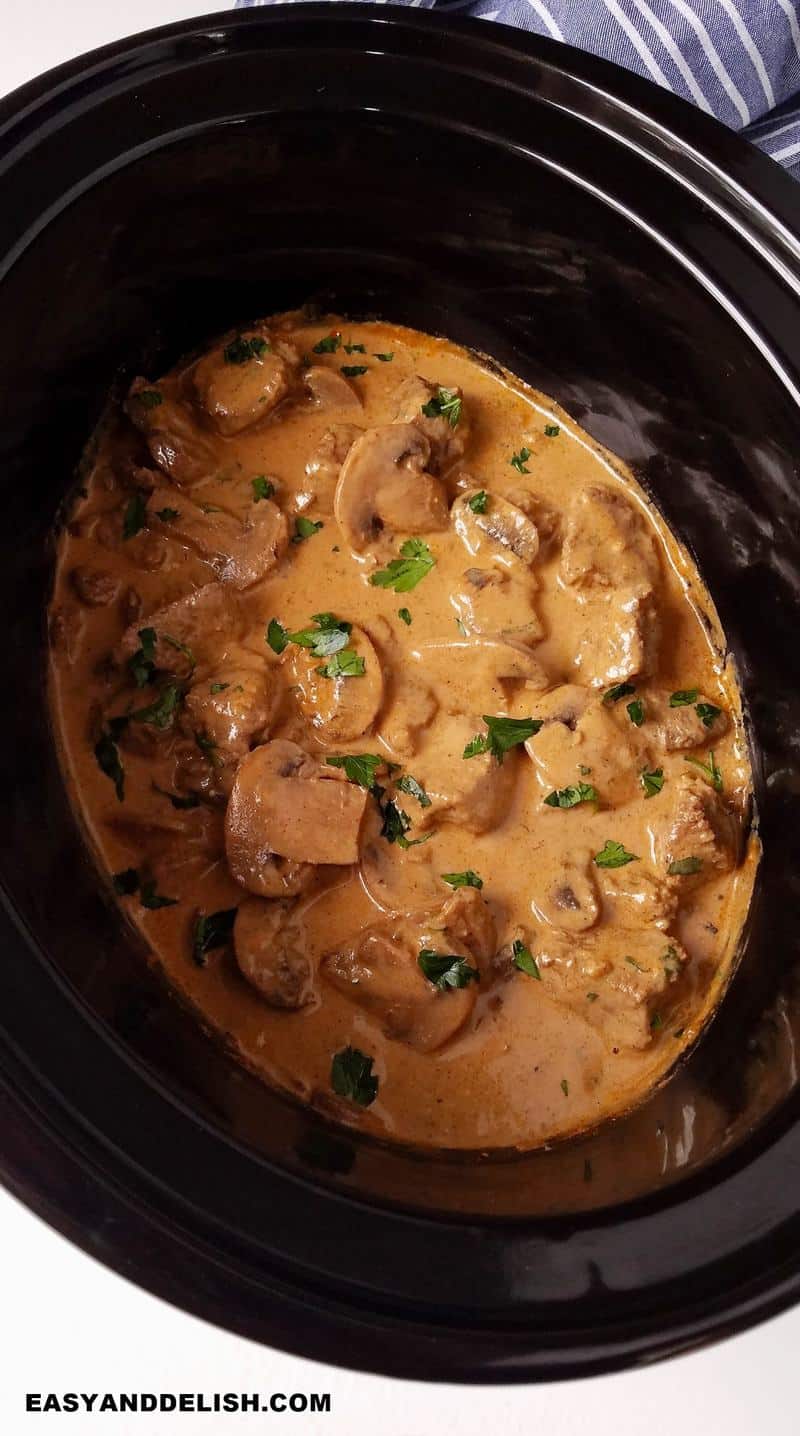 beef stroganoff in the crock pot