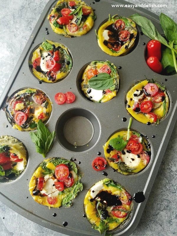 Microwave Egg Caprese Breakfast Cups