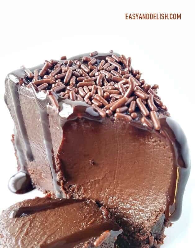 a slice of brigadeirao partially eaten 