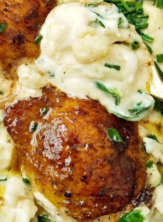 Keto Cauliflower Mac and Cheese with Chicken Thighs Easy and Delish