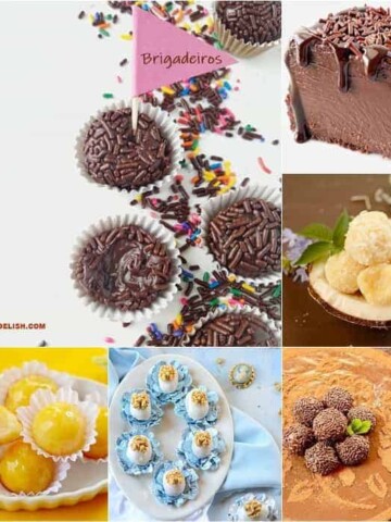 Several different types of desserts made with brigadeiros