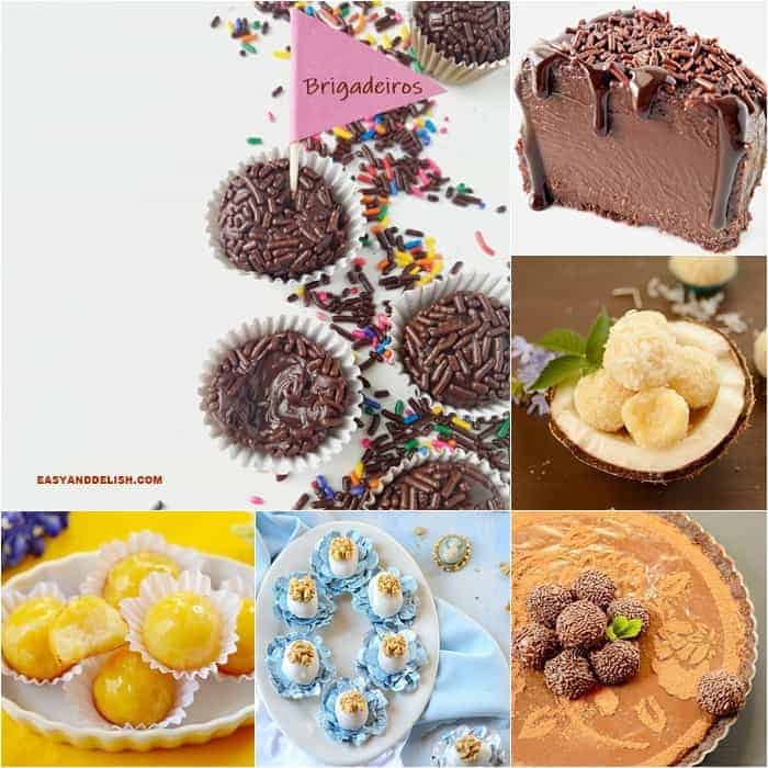 Several different types of desserts made with brigadeiros