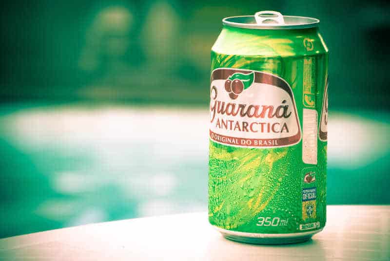 Green and red aluminum can of Antartica guaraná carbonated soft drink