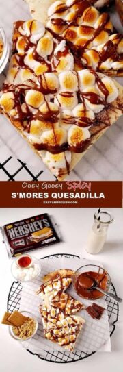 Image collage showing spicy smores quesadillas and its ingredients.