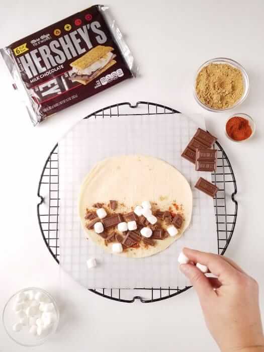 filling s'mores quesadilla