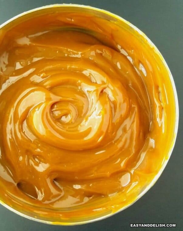 close up image of dulce de leche in a can