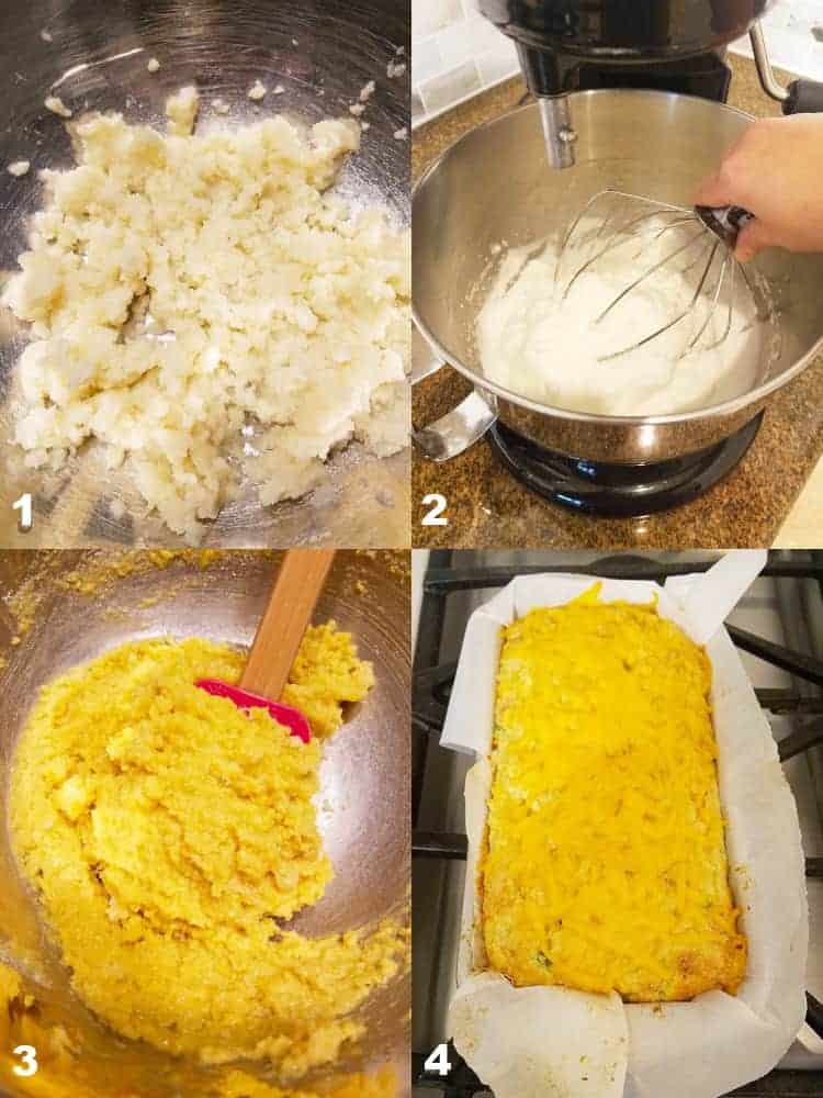 2 compiled images of how to make cauliflower bread recipe