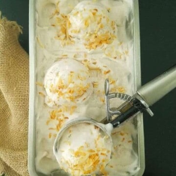 A container of keto coconut ice cream
