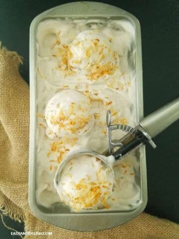 A container of keto coconut ice cream