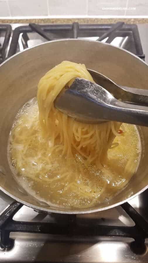 boiling pasta in water