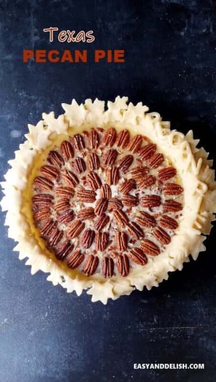 Texas pecan pie over a table