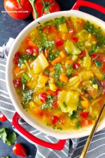 A bowl of cabbage soup for weight loss and detox.