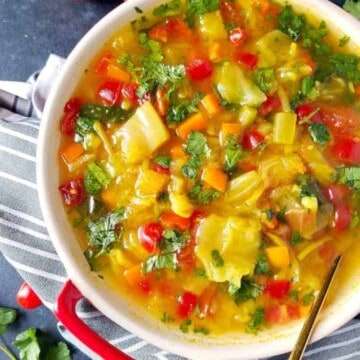 A bowl of cabbage soup for weight loss and detox.