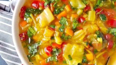 A bowl of cabbage soup for weight loss and detox.