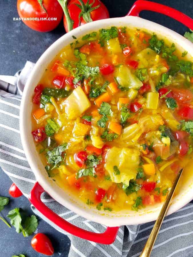 A bowl of cabbage soup