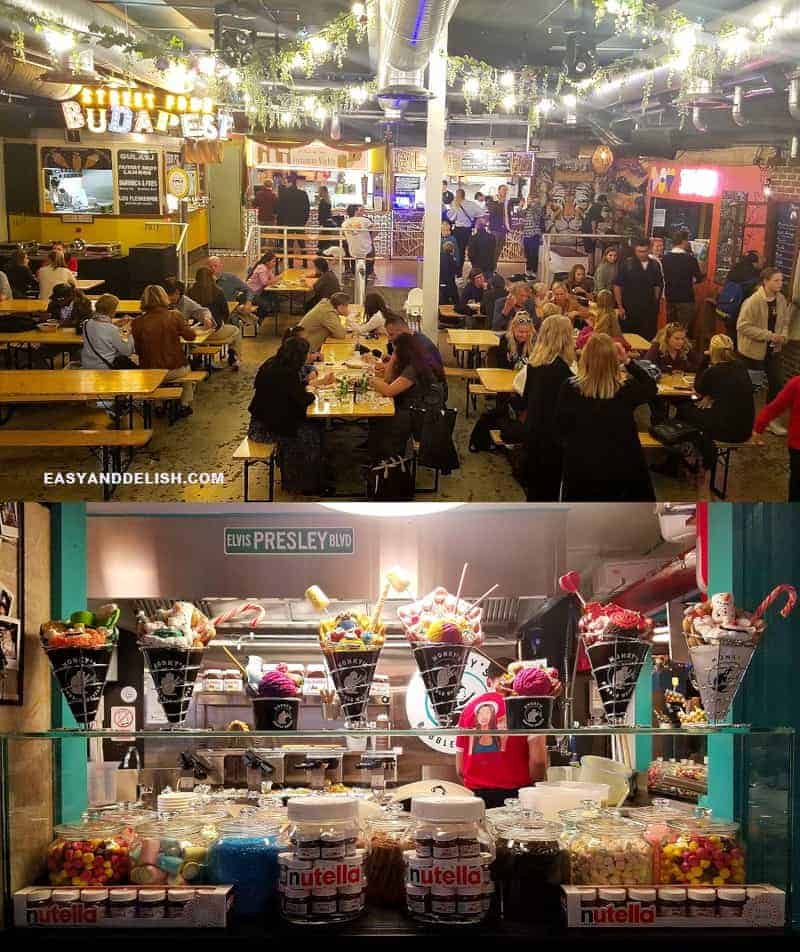 photo collage of Oslo Street Food Market and food