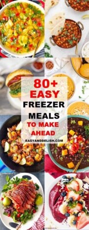 image collage with Easy freezer meals to make ahead -- pinterest