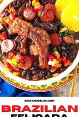 close up of brazilian feijoada recipe in a bowl