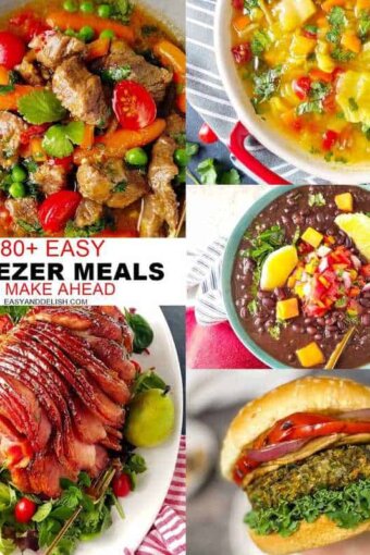 easy freezer meals to make ahead --image collage