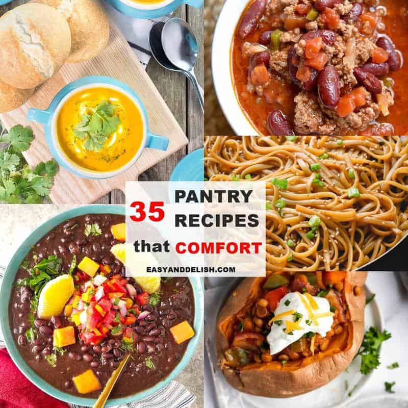 collage with pantry recipes 