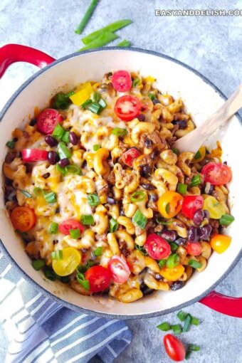 black bean pasta in a pan